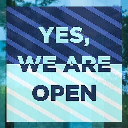 CGsignLab | Da, mi smo otvoreni -Sripes plavi prozor Cling | 5 X5