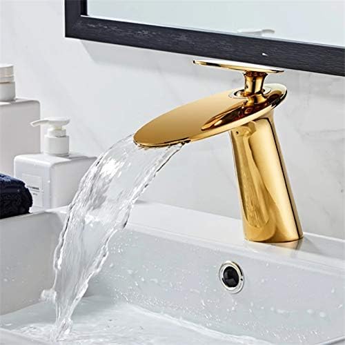 Slavina sliva Čvrsta mesingana kupaonica slavina hladno i vruća vodopada sudoper za mikser Dodirnite jednu ručicu Poklonjena zlato