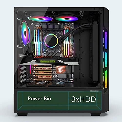 Bbnb Gaming Case, mid-Tower PC Gaming Case ATX / M-ATX / ITX-prednji i / o USB 3.0 bočni Panel od kaljenog stakla-6 Pozicija ventilatora-spremno