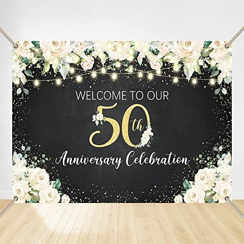 Crefelimas Bijela cvjetna pozadina za 50. godišnjicu za 50 godina proslava braka ljubavna zabava pozadina 50. godišnjica vjenčanja
