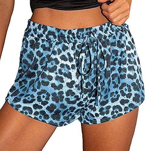 Zločerske kratke hlače Žene elastične struk za vuču Yoga Pant niski uspon Zvuk leoparda Grafički duks ravno noga