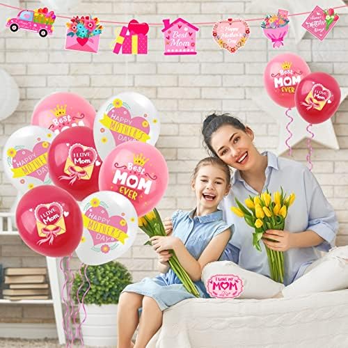 151pcs sretni ukrasi majke, sretan majčin dan viseći banner najbolja mama ikad balone za zabavu, ružičasti majčinski dan ukras za
