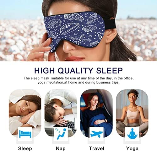 Ocean školjke za spavanje za žene muškarci Glatke udobne lagane blokiranje očiju maske za oči s podesivim remen za putovanja