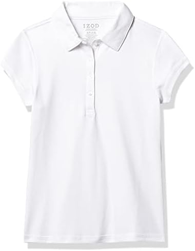 Izod školska uniforma za djevojčice senzorno prilagođena kratkim rukavima Polo majica, zatvaranje dugmadi & unutrašnji izrez bez oznaka