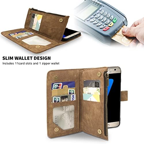 Kompatibilan sa Samsung Galaxy S7 novčanik slučaj i Premium Vintage kože Flip držač kreditne kartice Stand Cell Accessories Folio