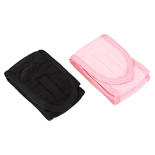 VOCOSTE 2 kom trake za peškire, Make Up Hair Band Spa Yoga, za žene sa samoljepljivom trakom, Pink Black