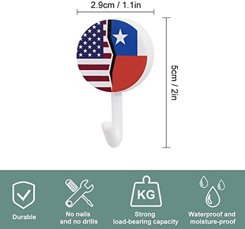 Američka i čileanska zastava okrugle plastične kuke za višekratnu ljepljivu kuke za viseće zidne kuke za kuhinju kupatilo 10 paketa
