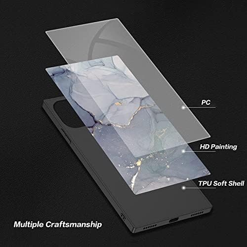 iPhone 14/13 Case Square, sivi mramorni kvadratni dizajn iPhone 14/13 futrole za djevojčice, tanka pokrivača apsorpcija TPU silikonska