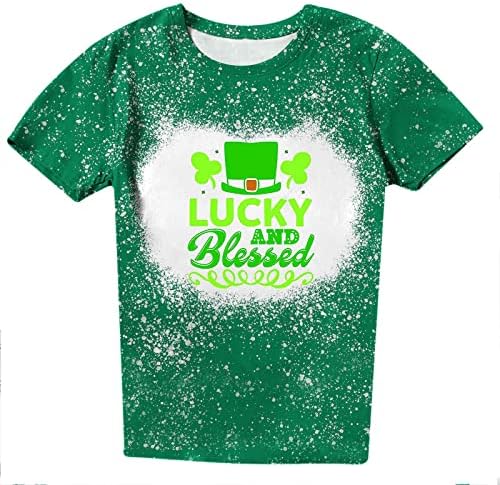 St. Patrick Dan ljubavi srce majice žene Shamrock grafika kratki rukav V-izrez ljeto bluza Tops Casual labave Tee