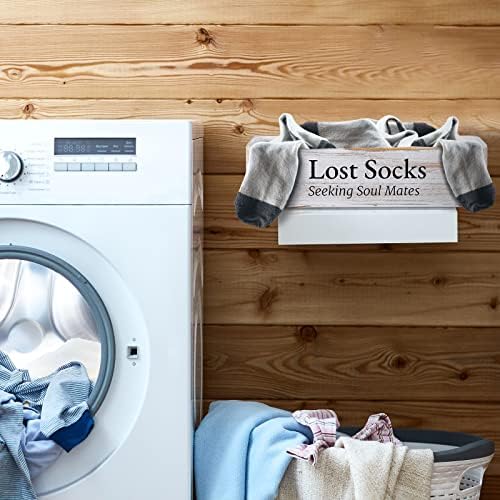 Seoska kuća izgubljene čarape skladište smešni znak za pranje veša drvene korpe za odlaganje veša ostava nedostajuće čarape dekor