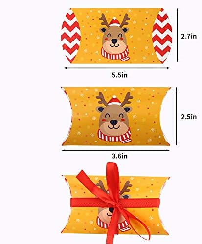 CCINEE Božić jastuk kutije, Božić bombona kutije sa crvenim vrpcama kravate Santa Elk poklon kartica držač za potrepštine, 50kom