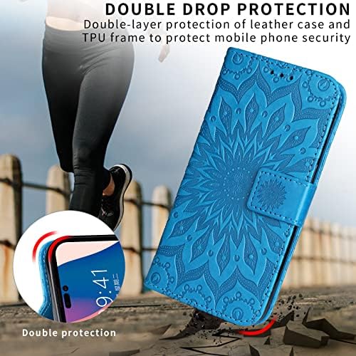 Xyx torbica za novčanik kompatibilna sa Motorola One 5G, reljefnom suncokretovom Pu kožnom telefonskom poklopcem sa slotovima za kartice