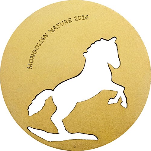 2014 Mongolija - Mongolska priroda - konj - 500 Togrog - 1 / 2oz - pozlaćeni srebrni novčić - necrtuliran