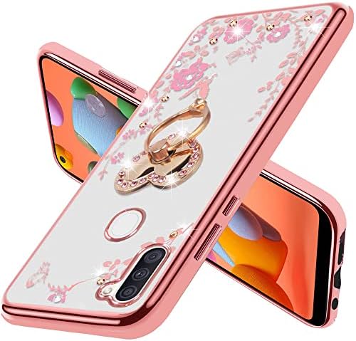 Samsung Galaxy A11 Case Glitter Crystal Butterfly Heart Floral Series-Slim TPU Luksuzni Bling Slatke djevojke Zaštitni poklopac s