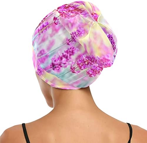 Sjemenska kapa za spavanje šešir za spavanje Bonnet Beanies lavanda cvjetni cvijet za žene natrag za glavu za kosu noć