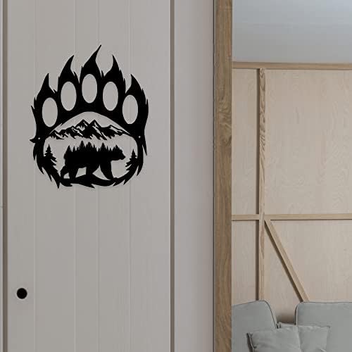 Dekor metala medvjeda, medvjed zidno umjetnički dekor, rustikalni kabinski lovački medvjeda ukrasi šape, šumski divljini medvjed zidni dekor za kupatilo, dnevni boravak, spavaća soba, crna 14,5 x 11,8 inča, crna