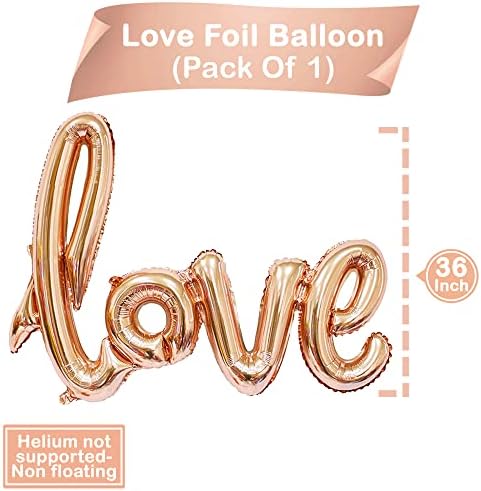 Katchon folija od 36 inča ljubavni baloni sa vrpcama, ružičasto zlato