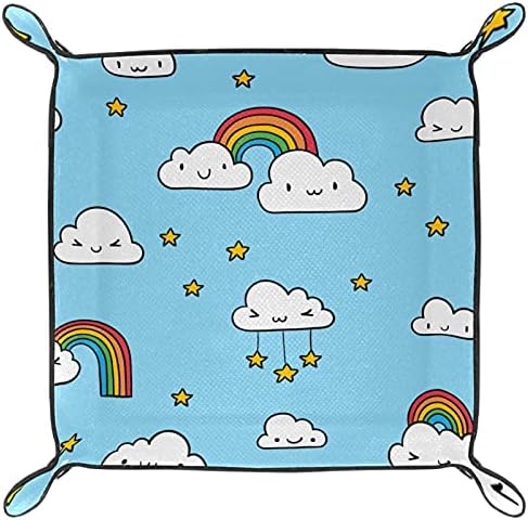 Cute Cartoon Clouds Rainbow Pattern Practical Microfiber kožna ladica-kancelarijski sto ladica noćni Caddy Organizator za čuvanje
