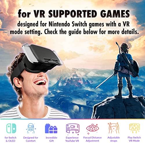 Orzly VR slušalice dizajnirane za Nintendo Switch & amp; Switch OLED konzolu sa podesivim objektivom za iskustvo igranja virtuelne