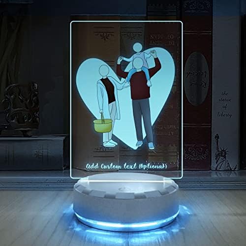 ACCUN Custom Family Photo LED noćno svjetlo, personalizirani parovi i dječji portret, 7 boja LED svjetiljka, Pokloni u obitelji, Domaći