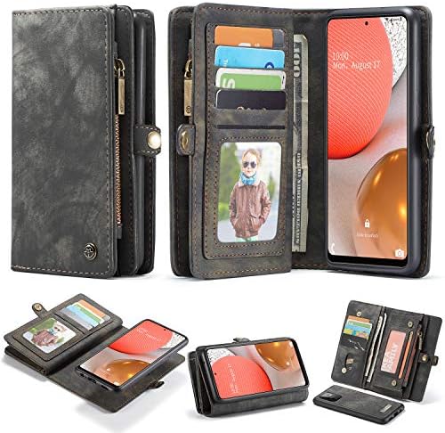 Kompatibilan sa Samsung Galaxy A32 5G futrolom za novčanik,Flip 2 u 1 kožni Patentni zatvarač odvojiva magnetna kožna torbica za novčanik