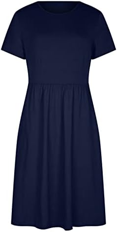 Comigeewa Ženska Basic Midi haljina haljina za dame kratki rukav Crewneck Brunch jesen ljetna haljina 2023 Trendi