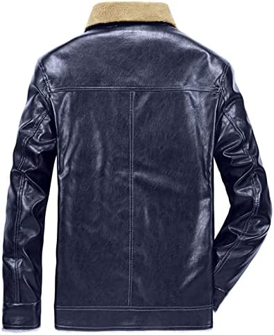 Muška vintage kožna jakna od kože Fleece Sherpa obložena bomber jakna Zimska PU motocikl jaknu dugme niz tople kapute