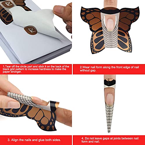 100kom Pro Butterfly Square Tips oblici oblika noktiju za C Curve akrilni UV Gel Nails Builder ekstenzija noktiju Nail Art vodič za