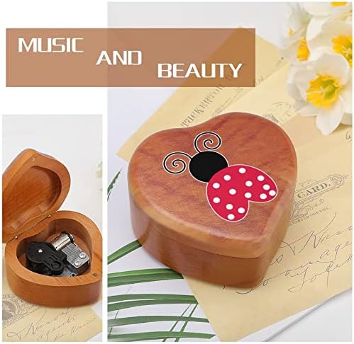 Love LadyBug drvena muzička kutija Windup u obliku slova u obliku srca u obliku glazbenih kutija za rođendan za valentinovo