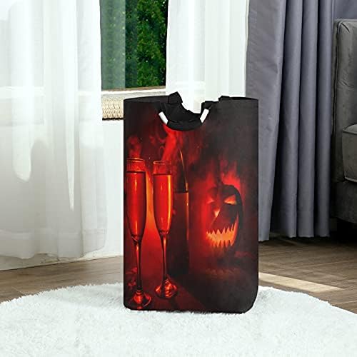 xigua Scary Halloween korpa za veš od bundeve sklopiva Oxford tkanina korpa za veš sklopiva torba za veš od odeće sa ručkama,dekoracija
