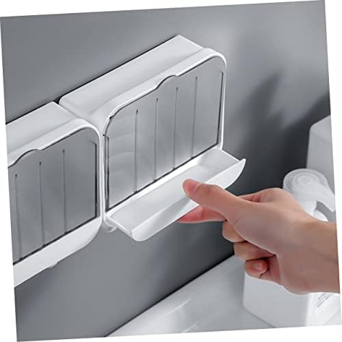 Alipis 1pc posuda za sapun sa poklopcem sunđer posuda za kupatilo snabdevanje belim vertikalnim štapićem za zid