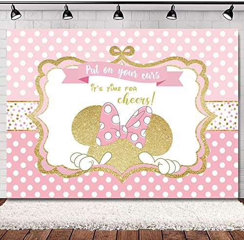 SVBright Pink Gold Mouse Backdrop 8Wx6H Cheers Polka Dot Cartoon princeza djevojka Rođendanska zabava Baby Shower Lovely Sweet dekoracije