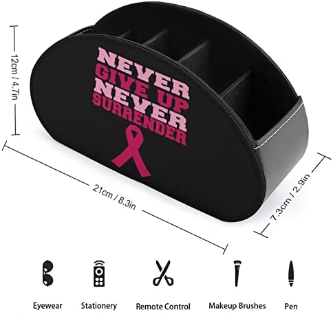 Nikada ne predajte svijest o raku dojke kožni držač za daljinsko upravljanje sa 5 pretinaca Kancelarijska kutija za odlaganje desktop