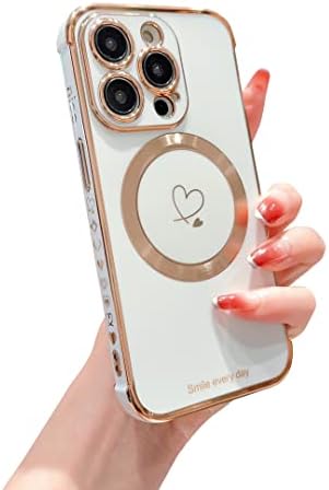 Hosgor kompatibilan sa magsafe futrolom za iPhone 14 pro max, slatko srce luksuznim postavljanjem kamere zaštite kamere sa bežičnim