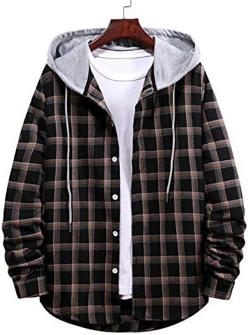 Fall kaput za muškarce, kamping proljeće otvorena majica dugih rukava muškarci Basic Plaid Tanki soft s majicama na kapuljaču3