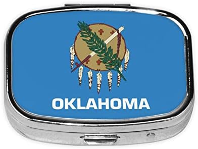 OKLAHOMA Flag kvadratni mini pilulični okvir Travel Friendly Prijenosna kompaktna kutija sa ogledalom