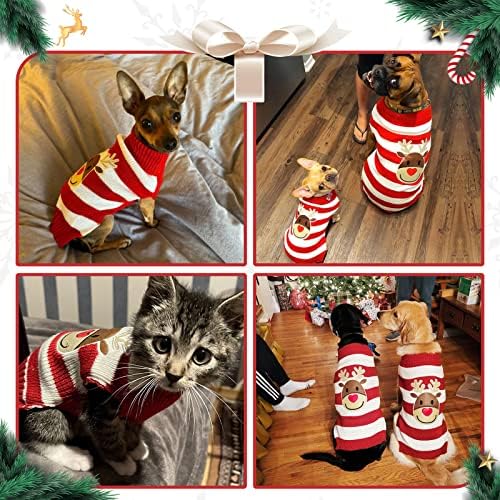 Hrtsy Dog Božićni džemper slatki reindeer Xmas pseći praznični džemperi Pet hladni vremenski hladni outfit topli pleteni ružni džemperi