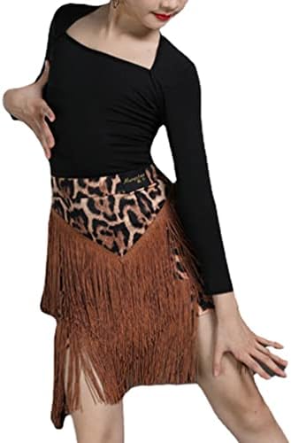 Leopard Tassel šivanje latino samba plesne suknje i vrhove za djevojčice