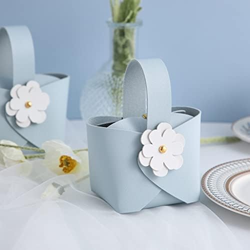 ZJHYXYH 10 kom ručna kutija za svadbene bombone Kreativna sa cvećem za zabavu kožna svadbena torba za slatkiše sa ručnom poklon torbom