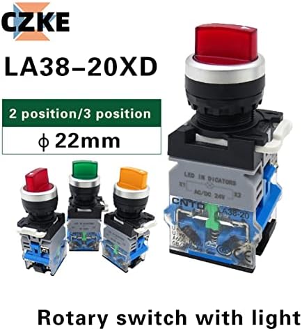 UNCASO LA38 LED selektor Pritisnite Rotacijski prekidač 2 3 Pozicija Lagana samozabrana 1Nonc osvetljeni srebrni kontakt 22mm LA38-11XD