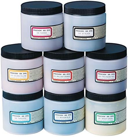 Procion Cold Water Dye prah, 8-asortiman boja, 8-oz. Tegle za rasute boje, za Tie-Dye, Batik, bojenje leda, netoksične. Pakovanje