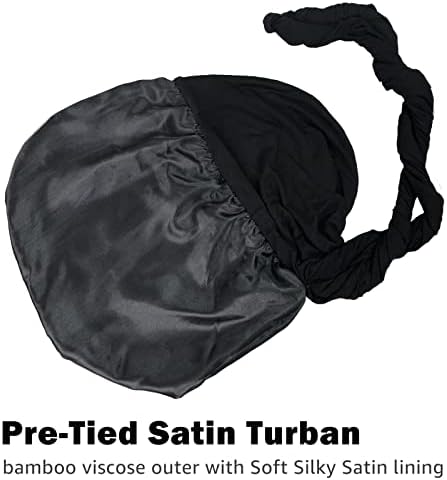 2kom Turban za muškarce svilenkasti satenski obloženi rastezljivi oblozi za glavu sa kapicom za spavanje poklopac za kosu