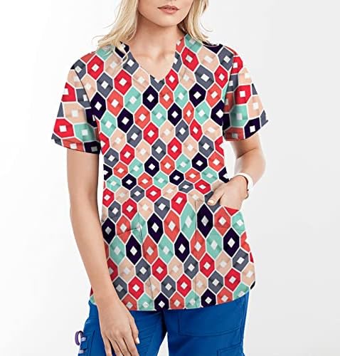Kratki rukav Vneck grafički cvjetni radni ured anatomija piling uniforma Tie Dye bluza Tshirt za Teen Djevojke Shirt J7