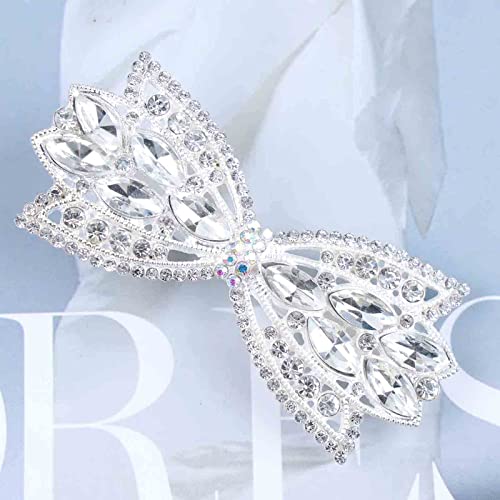 Larancie Wedding Crystal Clip Silver Rhinestone bačva za kosu Kristalni luk klipovi Vjenčana kosa Pribor za mladenku Dekorativne trake