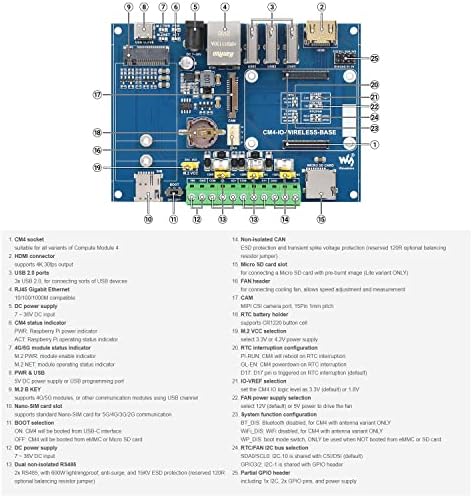 Waveshare Industrial Iot Modul za proširenje Dizajniran za Raspberry PI Compute Module 4 snop sa 4G modulom Sim7600G-H-PCIe 12V 2A