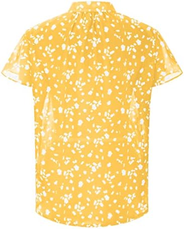 Ženska odjeća kratki rukav Šifon V izrez Grafički gumb dolje Dod gornje majice Ljetna bluza za jesen za dame 26 26