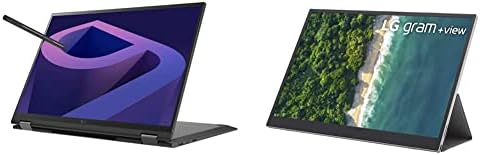 LG Bundle Gram 16t90q 2-u-1 Tablet-Laptop, 16 IPS-ekran, Intel Evo 12th Gen i7 1260p-procesor, 16GB LPDDR5, 2TB NVMe SSD, WiFi 6E, Windows 11, crna & Gram+Pogledaj prijenosni Monitor