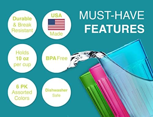 Arrow Početna Proizvodi 16 oz Dušine plastični tumbori, set od 6 - izrađen u SAD-u, BPA besplatna plastika - plastična stakla otporna