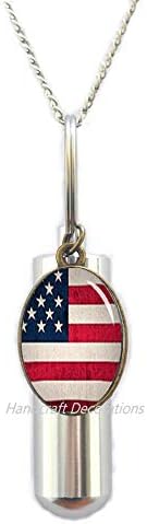 HandFraftSecoration Američka zastava Kremat urn ogrlica Sjedinjene Države Nakit za zastavu, američki patriot poklon, američka vojska