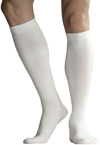 + MD 6 parova Čarape za kompresiju za žene i muškarce Cirkulacija 8-15mmhg Čarape za potporu koljena za trčanje, atletik whi10-13